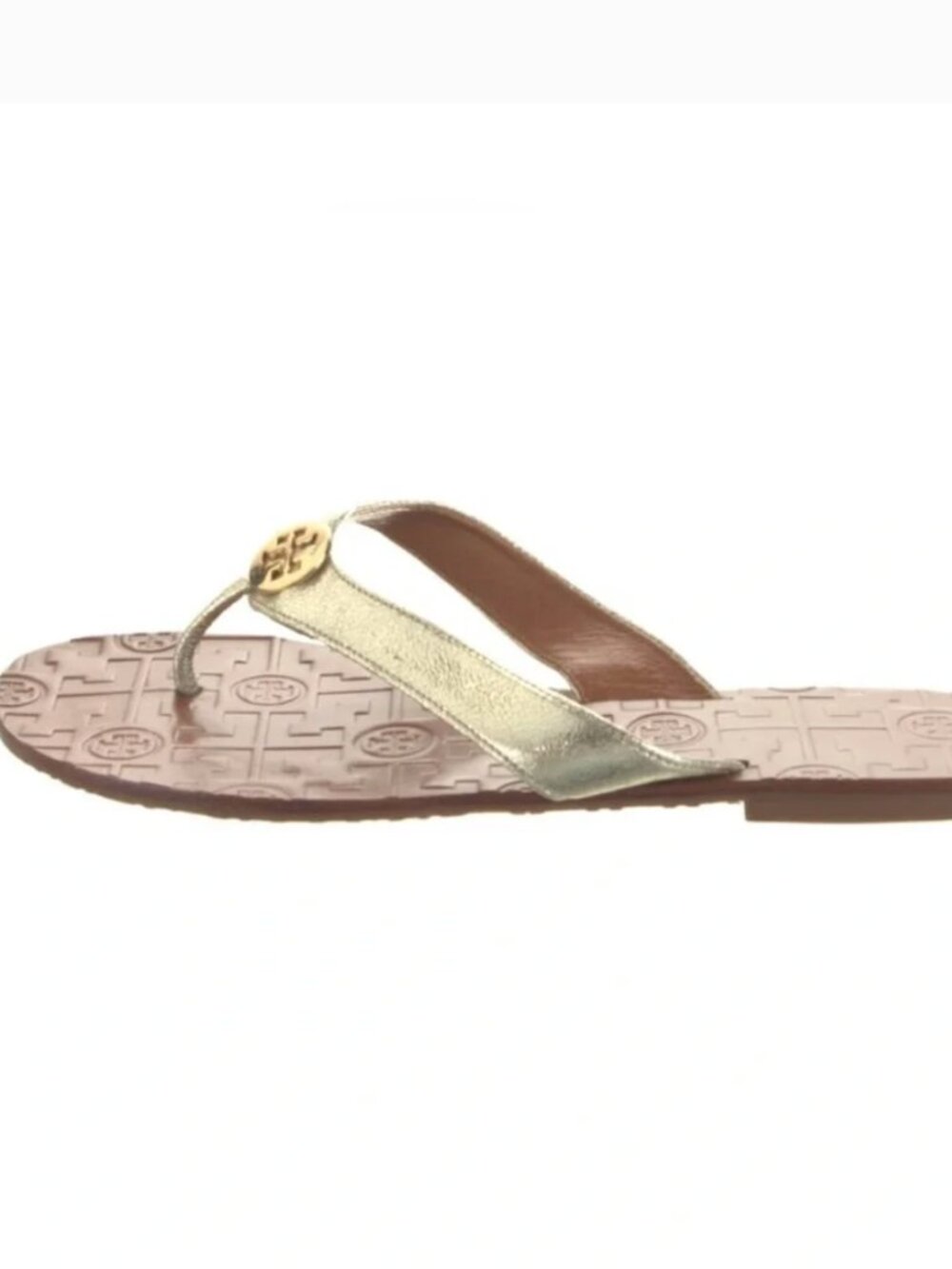 Tory Burch Sandals Womens US 10 M Thora Metallic Gold Thong Flat Sandals